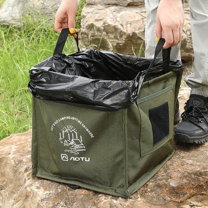 AOTU AT6361 27L Foldable Outdoor Trash Can 600D Oxford Cloth Camping Storage Bag Tactical Organizer
