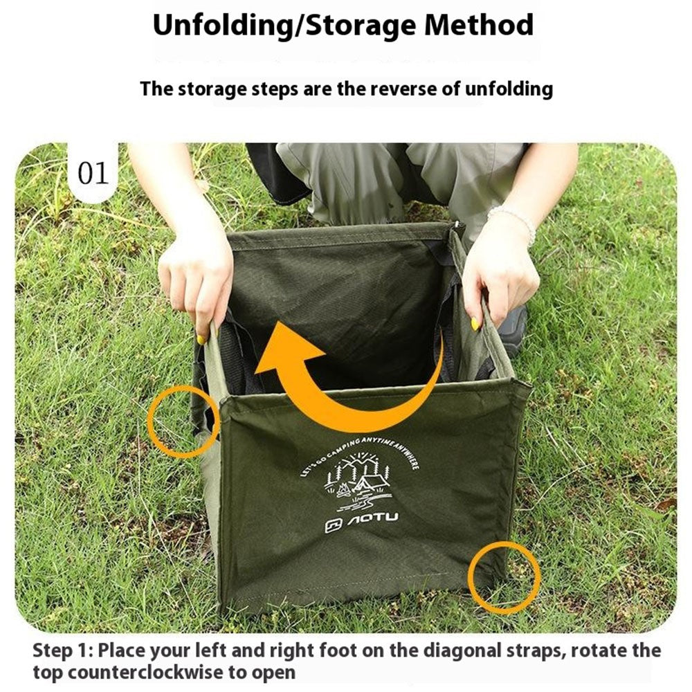 AOTU AT6361 27L Foldable Outdoor Trash Can 600D Oxford Cloth Camping Storage Bag Tactical Organizer
