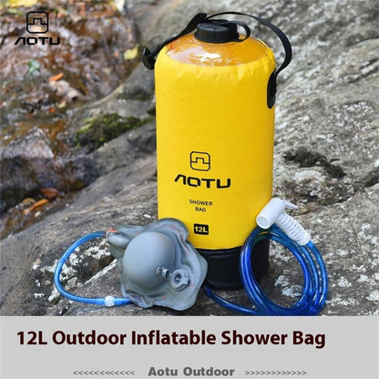 AOTU AT6647 12L PVC Inflatable Outdoor Camping Shower Bag Portable Bathing Bag for Hiking Beach