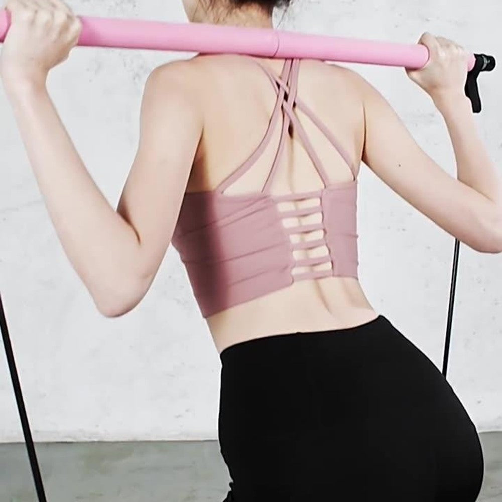 Pilates Bar Resistance Band Multifunctional Fitness Yoga Strength Training Stretching Stick Elastic Rope