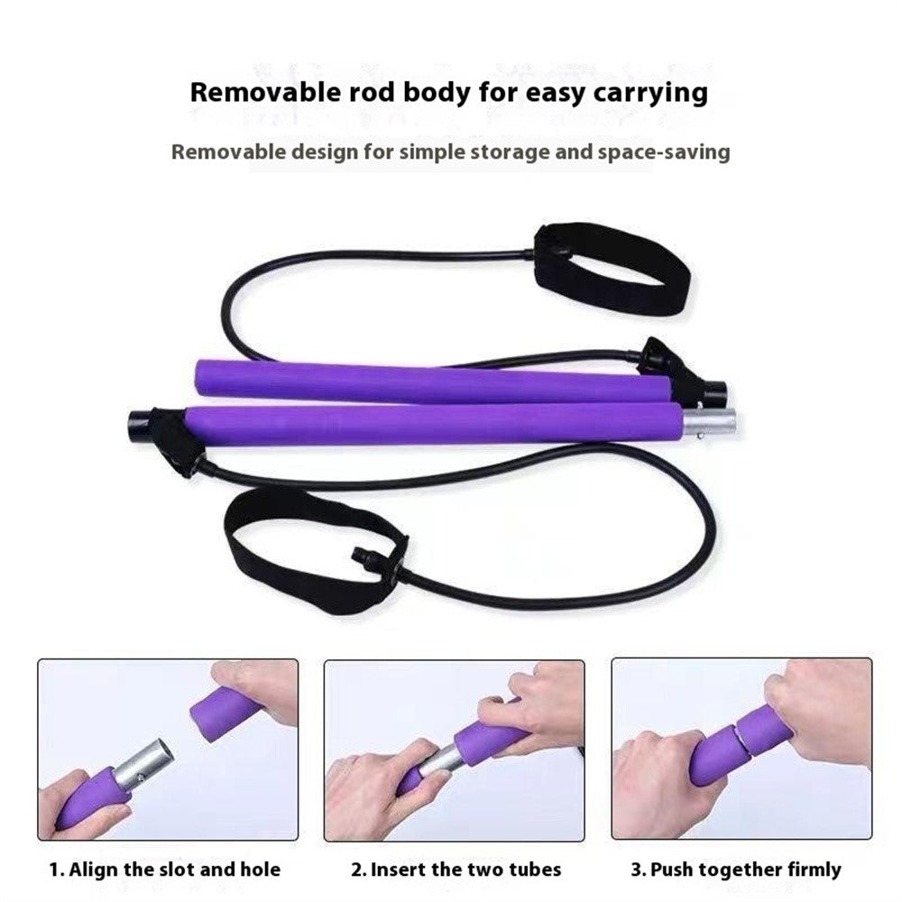 Pilates Bar Resistance Band Multifunctional Fitness Yoga Strength Training Stretching Stick Elastic Rope