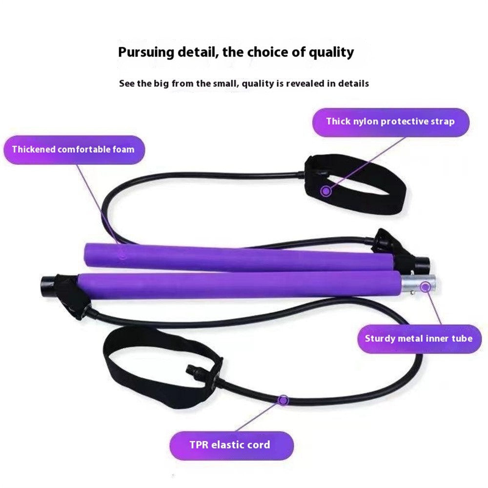 Pilates Bar Resistance Band Multifunctional Fitness Yoga Strength Training Stretching Stick Elastic Rope
