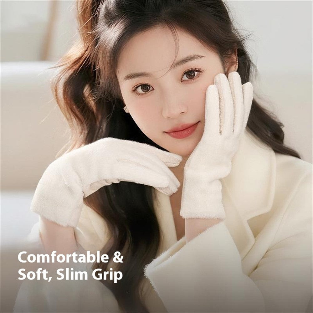 DY56 1 Pair Gloves for Winter Outdoor Windproof Cycling Touchscreen Fleece Lined Gloves