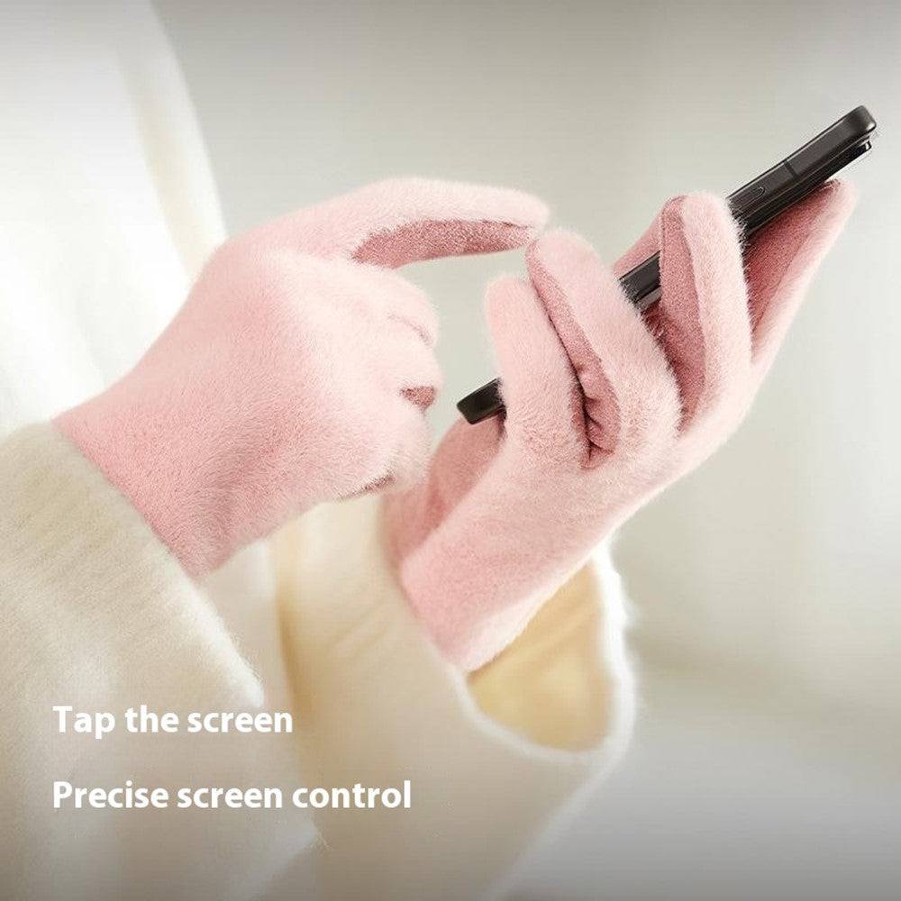 DY56 1 Pair Gloves for Winter Outdoor Windproof Cycling Touchscreen Fleece Lined Gloves