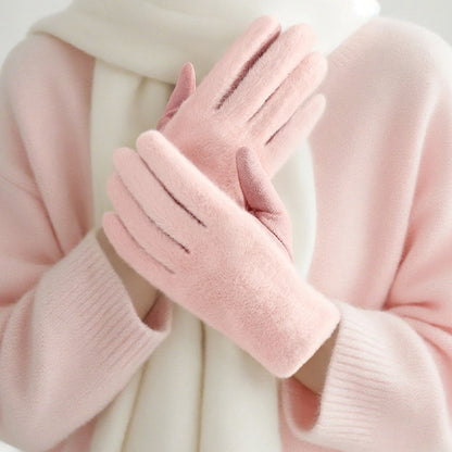 DY56 1 Pair Gloves for Winter Outdoor Windproof Cycling Touchscreen Fleece Lined Gloves