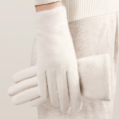 DY56 1 Pair Gloves for Winter Outdoor Windproof Cycling Touchscreen Fleece Lined Gloves