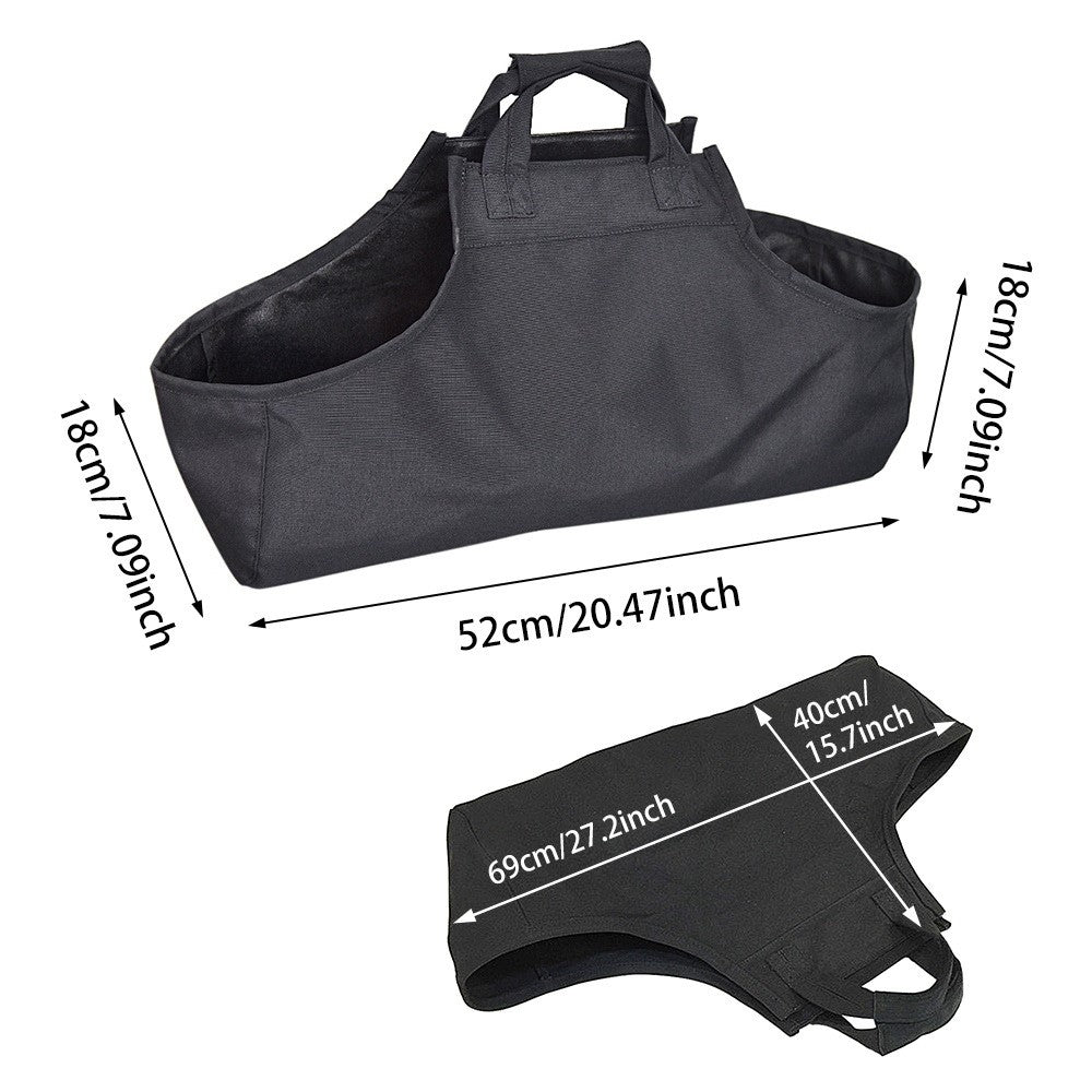 LUCKSTONE CHSNB-001-BK Firewood Storage Bag Large Handbag Wood Burning Stove Fireplace Accessories