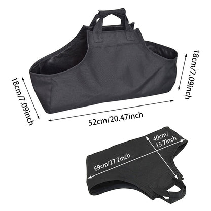 LUCKSTONE CHSNB-001-BK Firewood Storage Bag Large Handbag Wood Burning Stove Fireplace Accessories