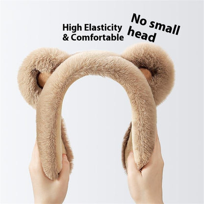 DEZ45 Cute Cartoon Bear Ears Thick Plush Winter Earmuffs for Women Windproof Ear Warmers