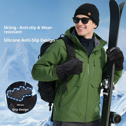 GOUNOD GL087 Full Finger Ski Gloves Winter Fleece Lined Windproof Touchscreen Mittens for Outdoor Cycling Climbing