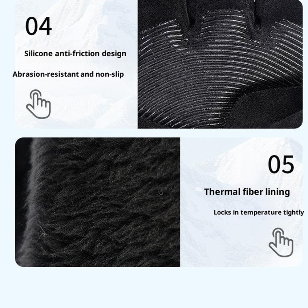 GOUNOD GL087 Full Finger Ski Gloves Winter Fleece Lined Windproof Touchscreen Mittens for Outdoor Cycling Climbing