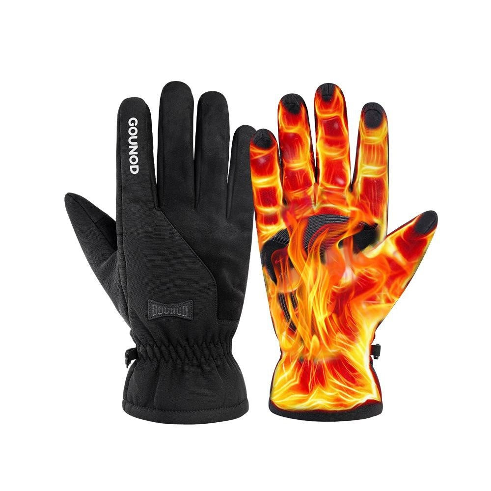 GOUNOD GL087 Full Finger Ski Gloves Winter Fleece Lined Windproof Touchscreen Mittens for Outdoor Cycling Climbing