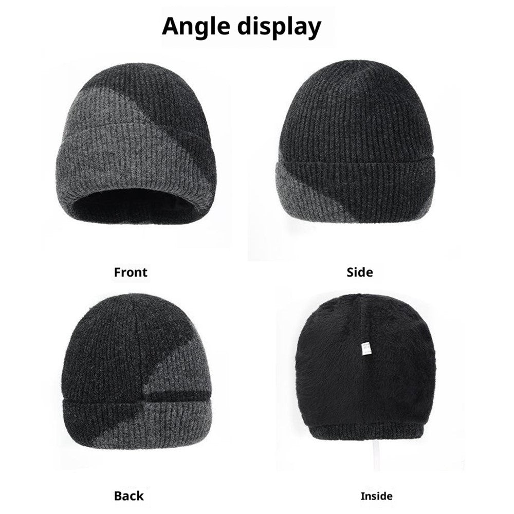3Pcs / Set Winter Windproof Knitted Gloves Elastic Beanie Hat and Neck Warmer for Outdoor Skiing Cycling