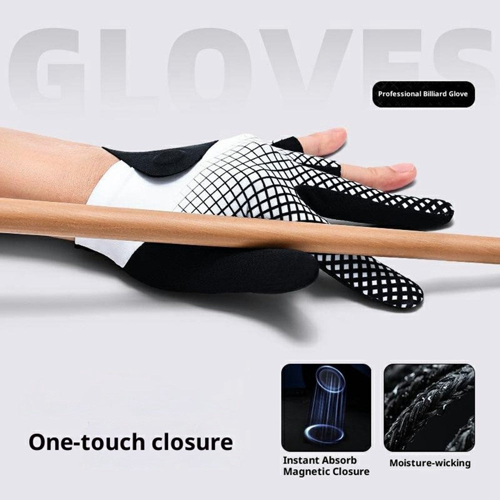 1 Pair Magnetic 3 Fingers Breathable Snooker Billiard Gloves Professional Anti-slip Cue Pool Gloves