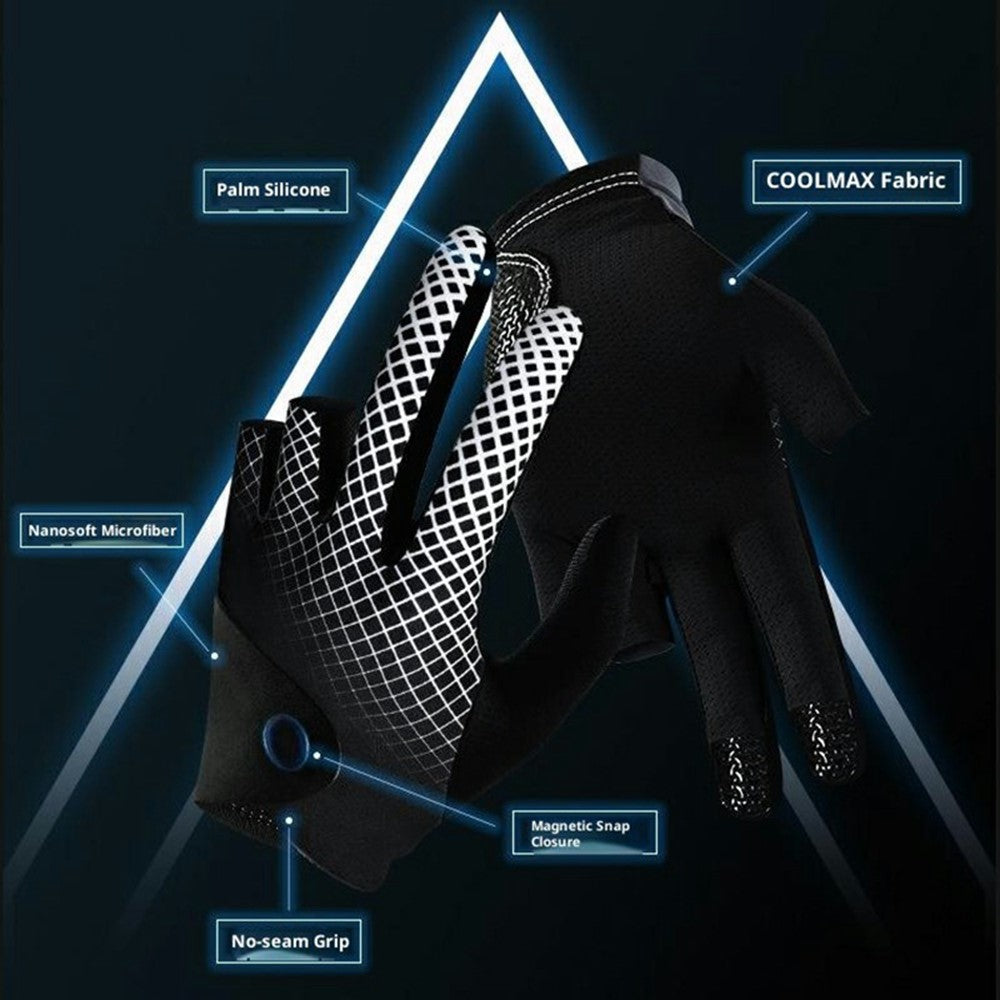 1 Pair Magnetic 3 Fingers Breathable Snooker Billiard Gloves Professional Anti-slip Cue Pool Gloves