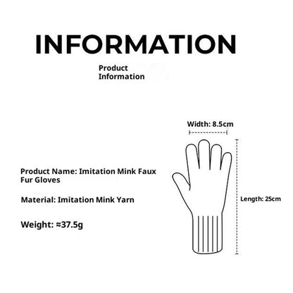 DZ155 Winter Gloves with Touchscreen Compatible Fingertip Holes Warm Faux Mink Fur Mittens for Women