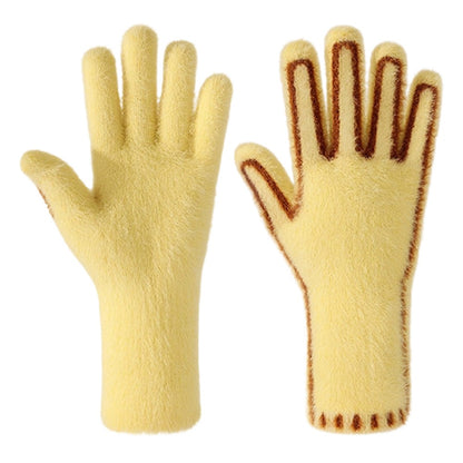 DZ155 Winter Gloves with Touchscreen Compatible Fingertip Holes Warm Faux Mink Fur Mittens for Women