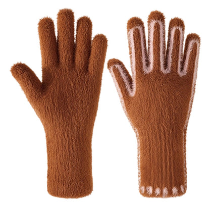 DZ155 Winter Gloves with Touchscreen Compatible Fingertip Holes Warm Faux Mink Fur Mittens for Women
