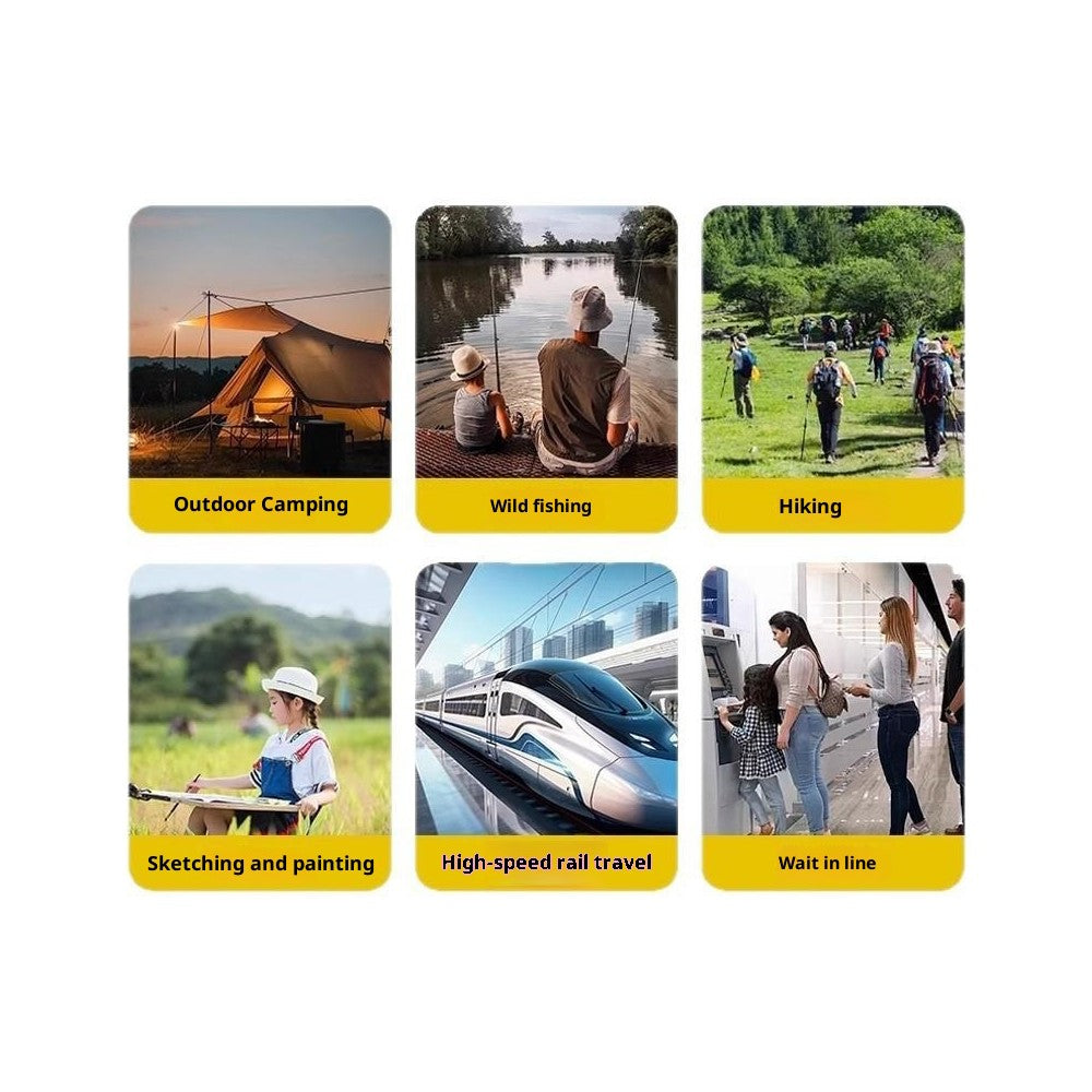 Size S Portable Folding Stool Crossbody Bag 600D Oxford Cloth Outdoor Chair for Travel Camping, 25 x 24 x 23cm