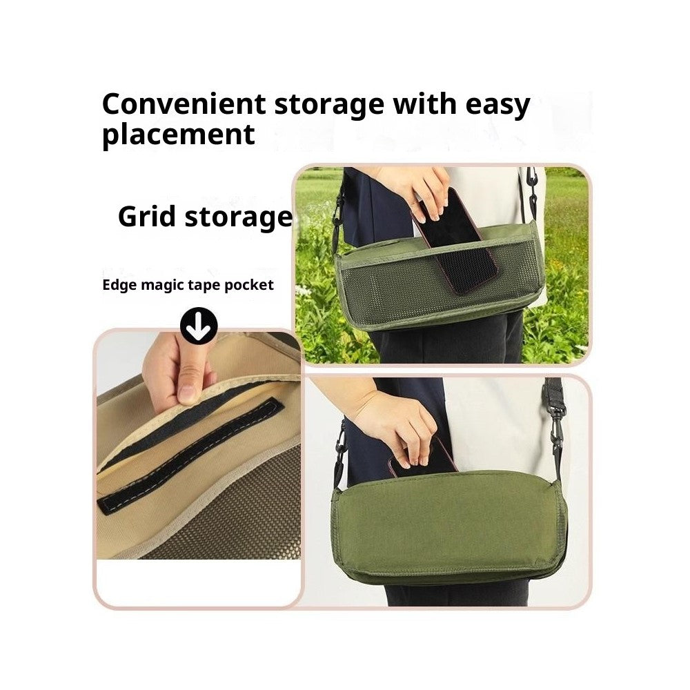 Size S Portable Folding Stool Crossbody Bag 600D Oxford Cloth Outdoor Chair for Travel Camping, 25 x 24 x 23cm