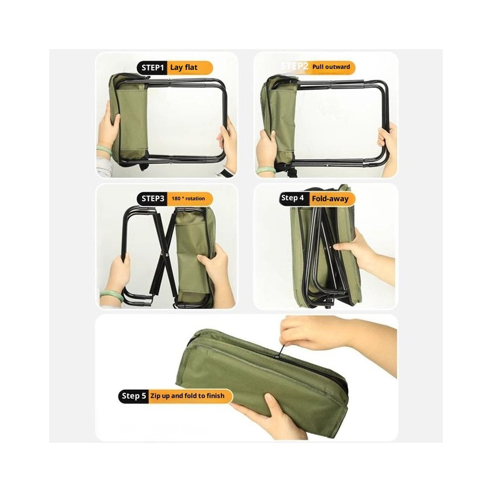 Size S Portable Folding Stool Crossbody Bag 600D Oxford Cloth Outdoor Chair for Travel Camping, 25 x 24 x 23cm