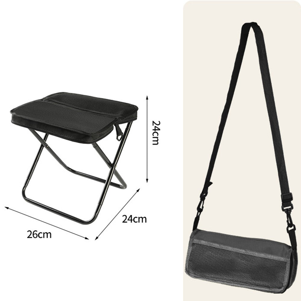 Size S Portable Folding Stool Crossbody Bag 600D Oxford Cloth Outdoor Chair for Travel Camping, 25 x 24 x 23cm