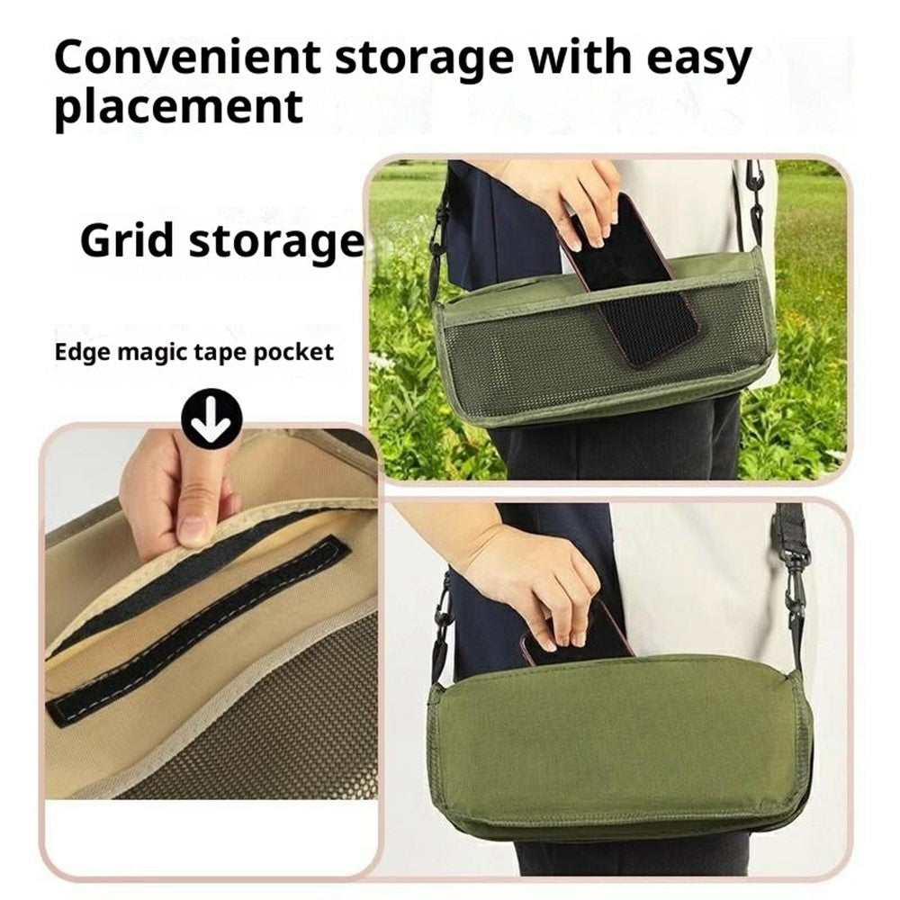 Size L Portable Folding Stool Crossbody Bag 600D Oxford Cloth Outdoor Chair for Travel Camping, 29 x 25 x 31cm