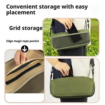 Size L Portable Folding Stool Crossbody Bag 600D Oxford Cloth Outdoor Chair for Travel Camping, 29 x 25 x 31cm