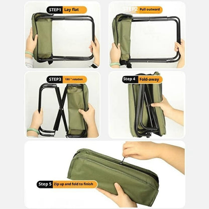 Size L Portable Folding Stool Crossbody Bag 600D Oxford Cloth Outdoor Chair for Travel Camping, 29 x 25 x 31cm