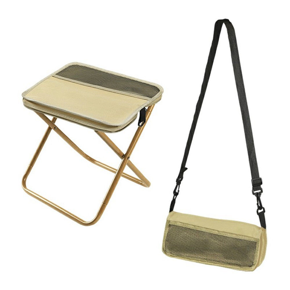 Size L Portable Folding Stool Crossbody Bag 600D Oxford Cloth Outdoor Chair for Travel Camping, 29 x 25 x 31cm