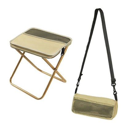 Size L Portable Folding Stool Crossbody Bag 600D Oxford Cloth Outdoor Chair for Travel Camping, 29 x 25 x 31cm