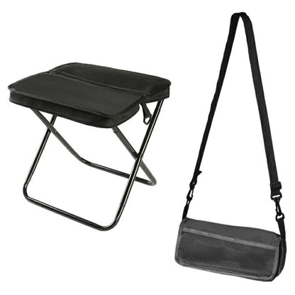 Size L Portable Folding Stool Crossbody Bag 600D Oxford Cloth Outdoor Chair for Travel Camping, 29 x 25 x 31cm