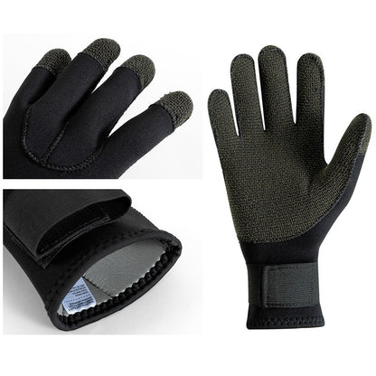 3mm 1Pair Aramid Fiber Diving Gloves Fishing Gloves Anti-Slip Cut Resistant Waterproof for Outdoor Activities