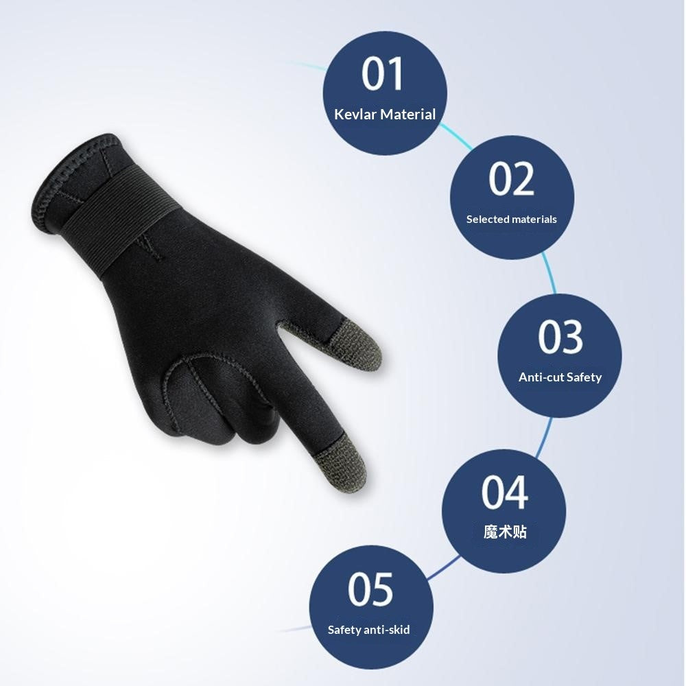 3mm 1Pair Aramid Fiber Diving Gloves Fishing Gloves Anti-Slip Cut Resistant Waterproof for Outdoor Activities