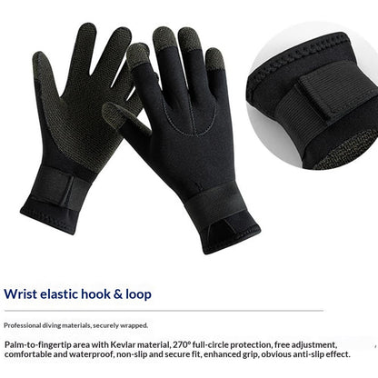 3mm 1Pair Aramid Fiber Diving Gloves Fishing Gloves Anti-Slip Cut Resistant Waterproof for Outdoor Activities