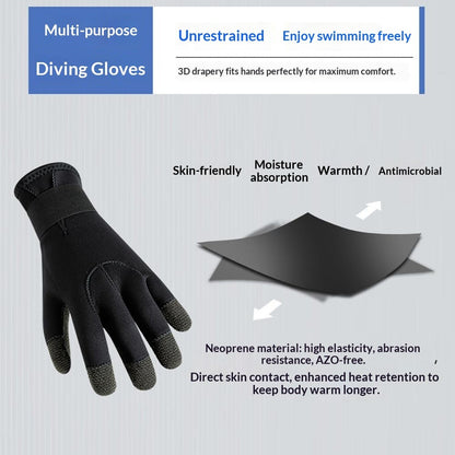 3mm 1Pair Aramid Fiber Diving Gloves Fishing Gloves Anti-Slip Cut Resistant Waterproof for Outdoor Activities
