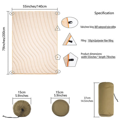 HJ-DJT999 140x200cm Foldable Camping Blanket with Storage Bag Waterproof Quilted Outdoor Blanket for Travel Camping