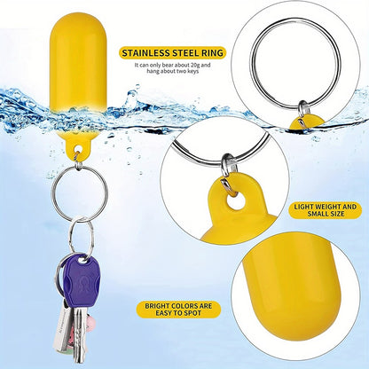 4Pcs Oval Hollow Beach Keychain Floating Key Ring Set for Boating / Swimming / Outdoor Water Activities