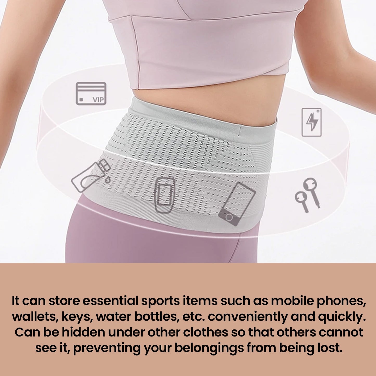 HOUKEA Elastic Sports Waist Pack Phone Wallet Storage Waist Bag for Outdoor / Running / Fitness