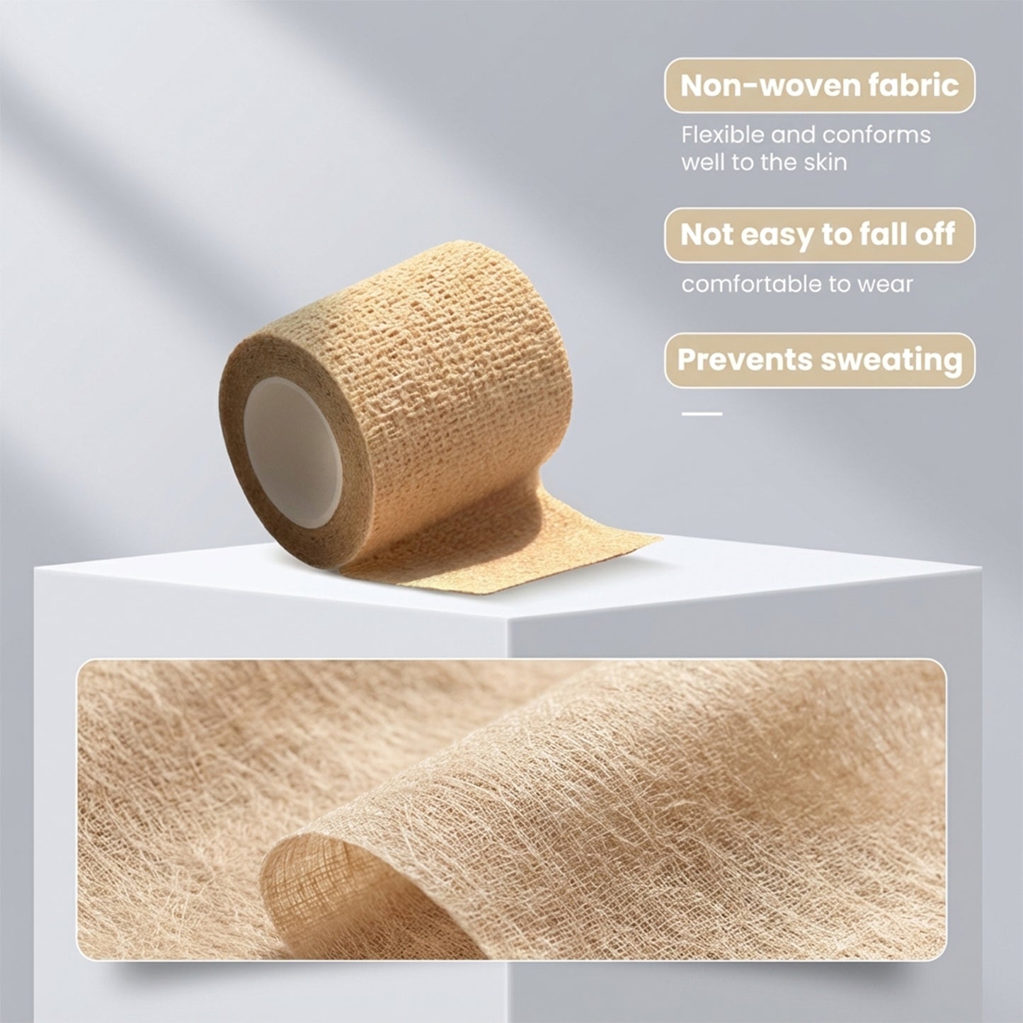 TORVIKX 7.5cm Width Anti Slip Non-Woven Fabric Sports Tape for Aerial Ring Gymnastics, Length: 4m