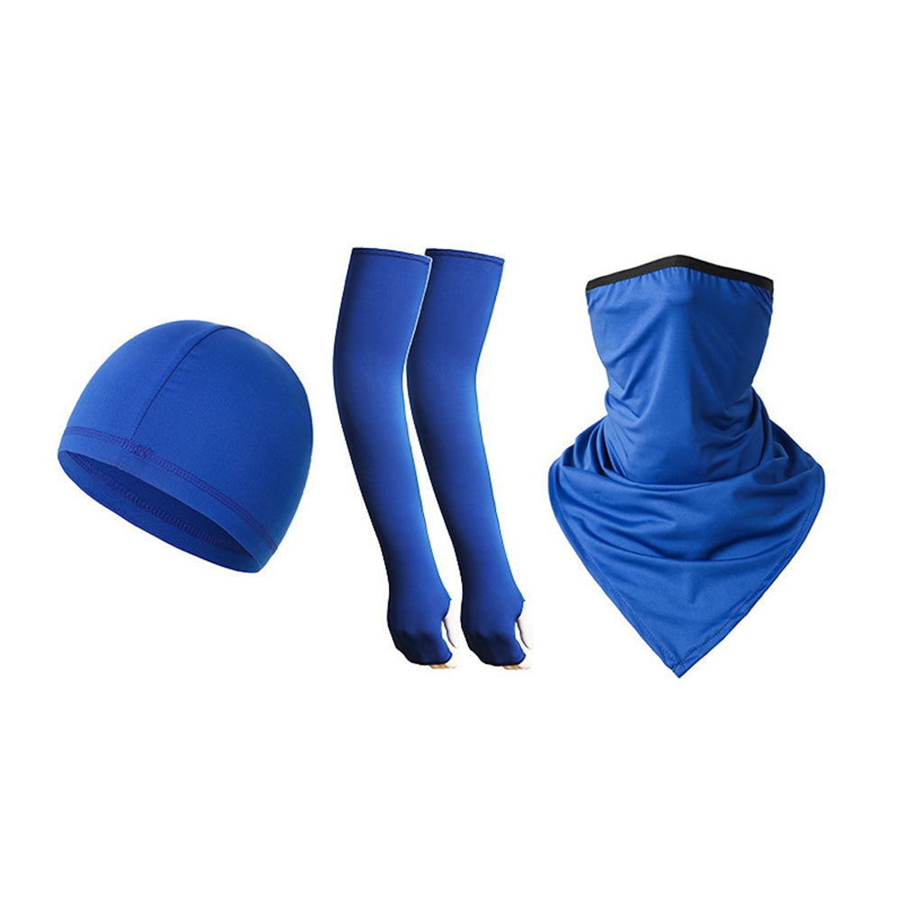 1 Pair Sun Protection Arm Sleeves with Moisture Wicking Cycling Cap Triangular Bandana for Outdoor Sports