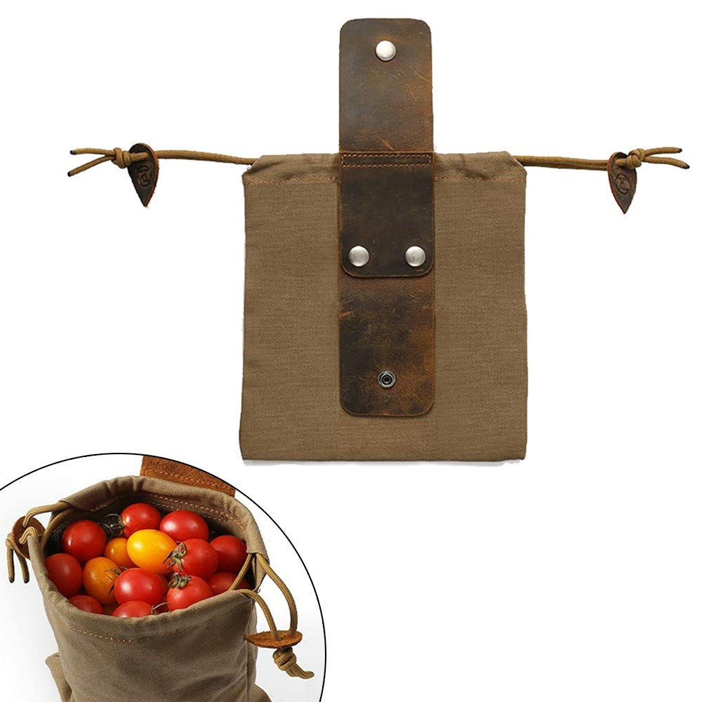 Garden Picking Fruit Bag Canvas Drawstring Foraging Bag Belt Bag Harvesting Bag