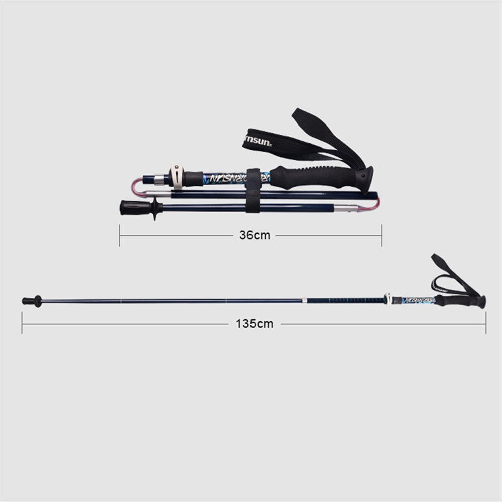 REBORNSUN 115-135cm Telescopic Folding Hiking Poles Carbon Fiber Trekking Poles Walking Sticks for Men and Women