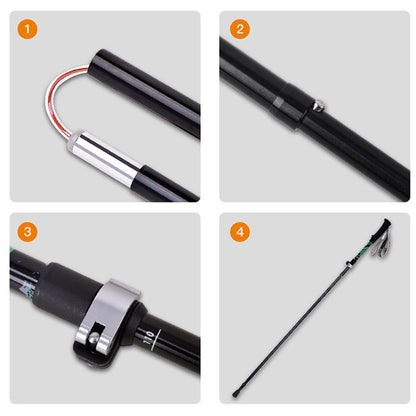REBORNSUN RBZDGR1017 Carbon Fiber Mountain Trekking Poles Anti-shock Lightweight Foldable Walking Hiking Sticks