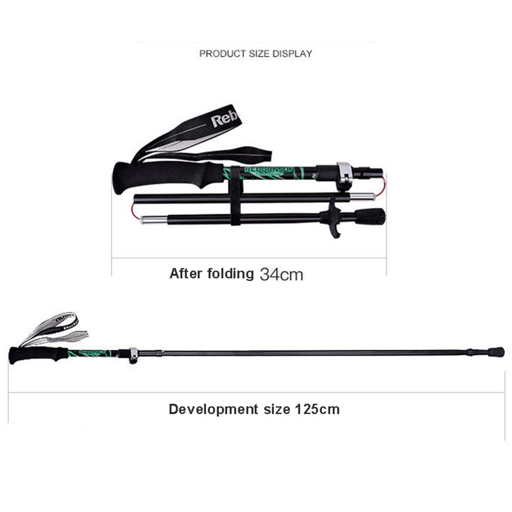 REBORNSUN RBZDGR1017 Carbon Fiber Mountain Trekking Poles Anti-shock Lightweight Foldable Walking Hiking Sticks