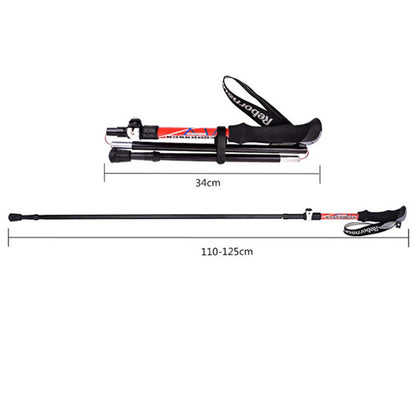 REBORNSUN RBZD0304 Folding Aluminum Alloy Trekking Pole 5-Section Ultra-Light Hiking Stick Adjustable Outdoor Ultra-Short Hiking Pole with External Safe Lock
