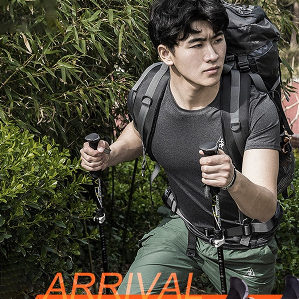 REBORNSUN RBZD0304 Folding Aluminum Alloy Trekking Pole 5-Section Ultra-Light Hiking Stick Adjustable Outdoor Ultra-Short Hiking Pole with External Safe Lock