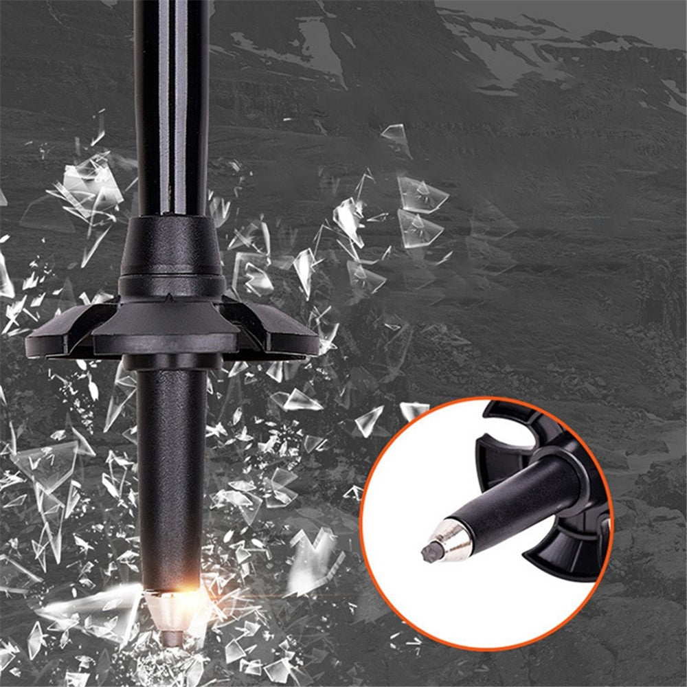 REBORNSUN RBZD0304 Folding Aluminum Alloy Trekking Pole 5-Section Ultra-Light Hiking Stick Adjustable Outdoor Ultra-Short Hiking Pole with External Safe Lock