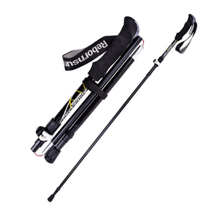 REBORNSUN RBZD0304 Folding Aluminum Alloy Trekking Pole 5-Section Ultra-Light Hiking Stick Adjustable Outdoor Ultra-Short Hiking Pole with External Safe Lock