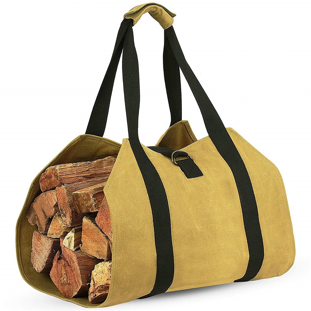 Waterproof Firewood Storage Bag Canvas Portable Logging Organizer Tote Pouch